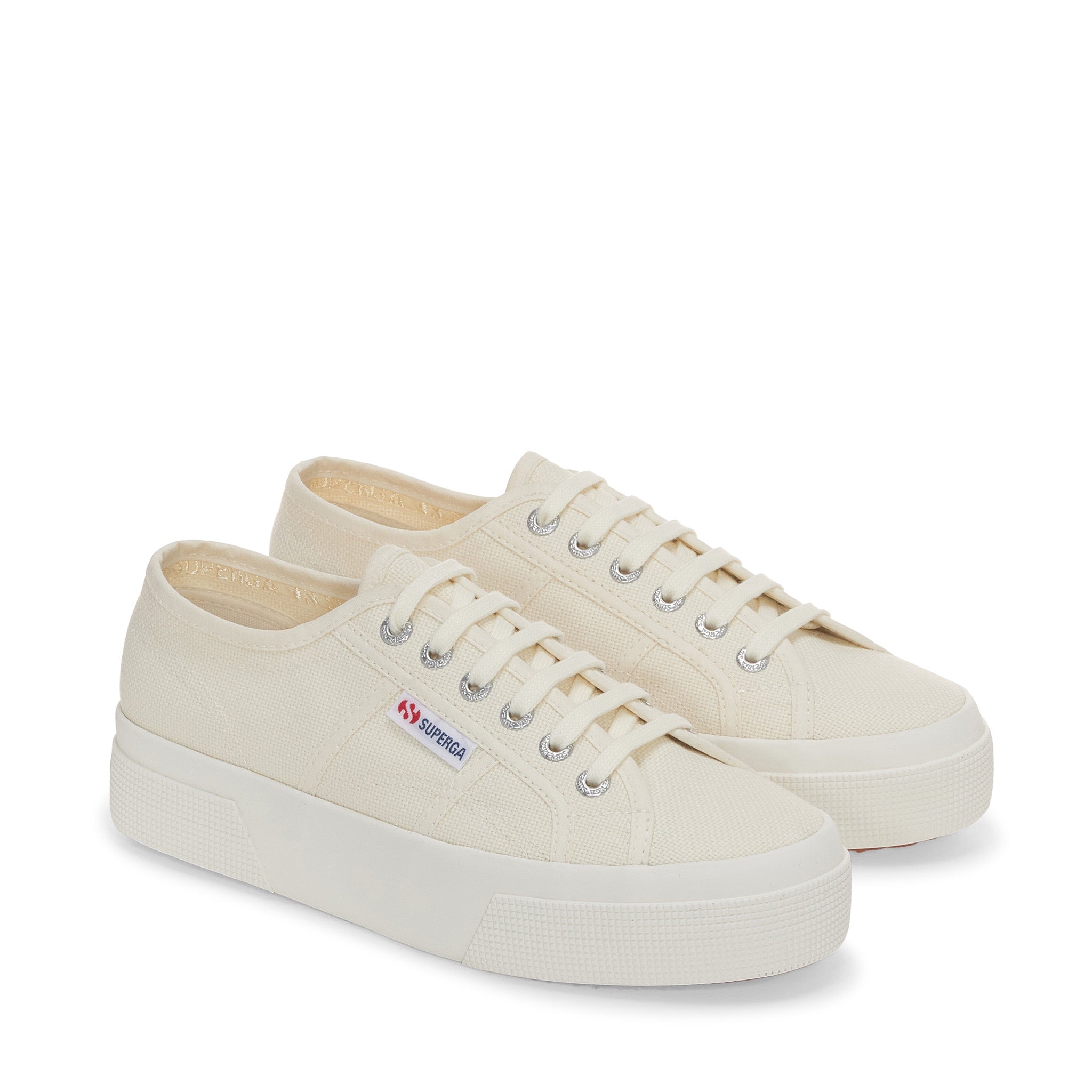 Superga 2740 Platform Sneakers - Beige Natural Avorio. Front view.