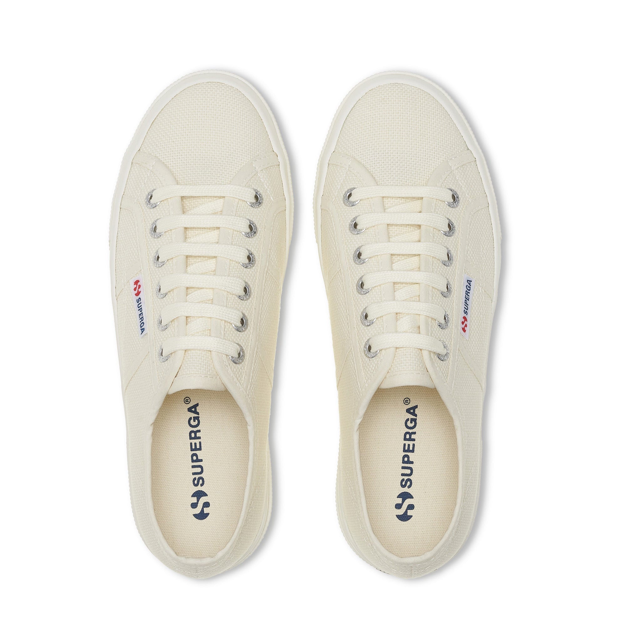 Superga 2740 Platform Sneakers - Beige Natural Avorio. Top view.