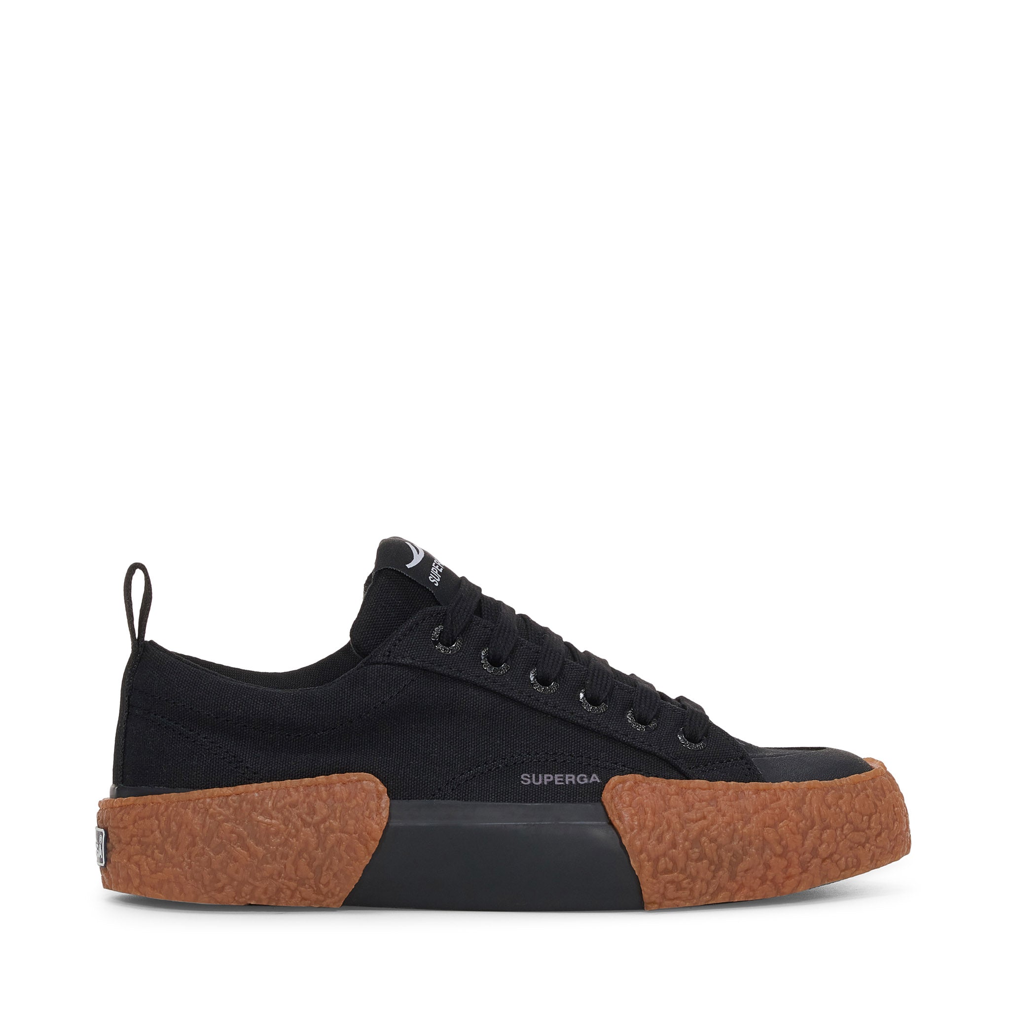 Superga 2660 Stripe Big Bumpers Sneakers - Black Gum. Side view.