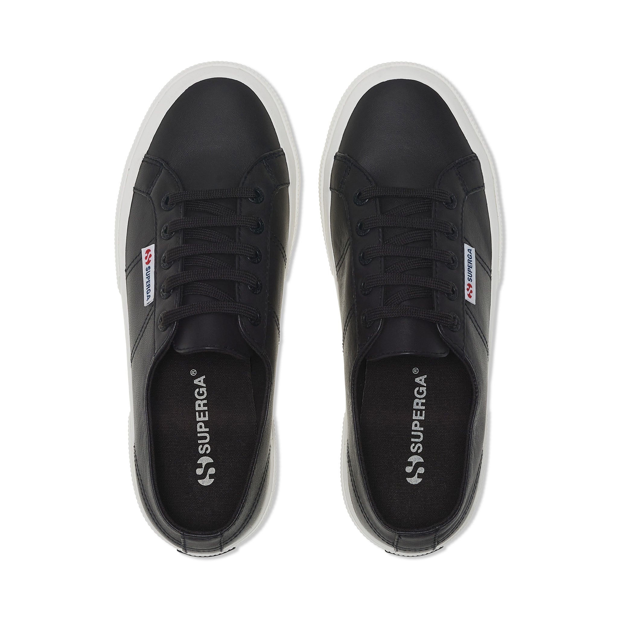 Superga 2750 Nappa Sneakers - Black Bristol Matte Avorio. Top view.