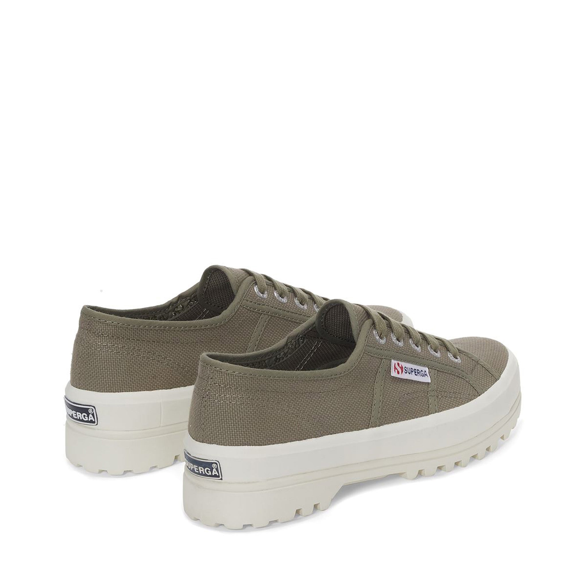 Superga 2555 Alpina Sneakers - Green Safari Avorio. Back view.