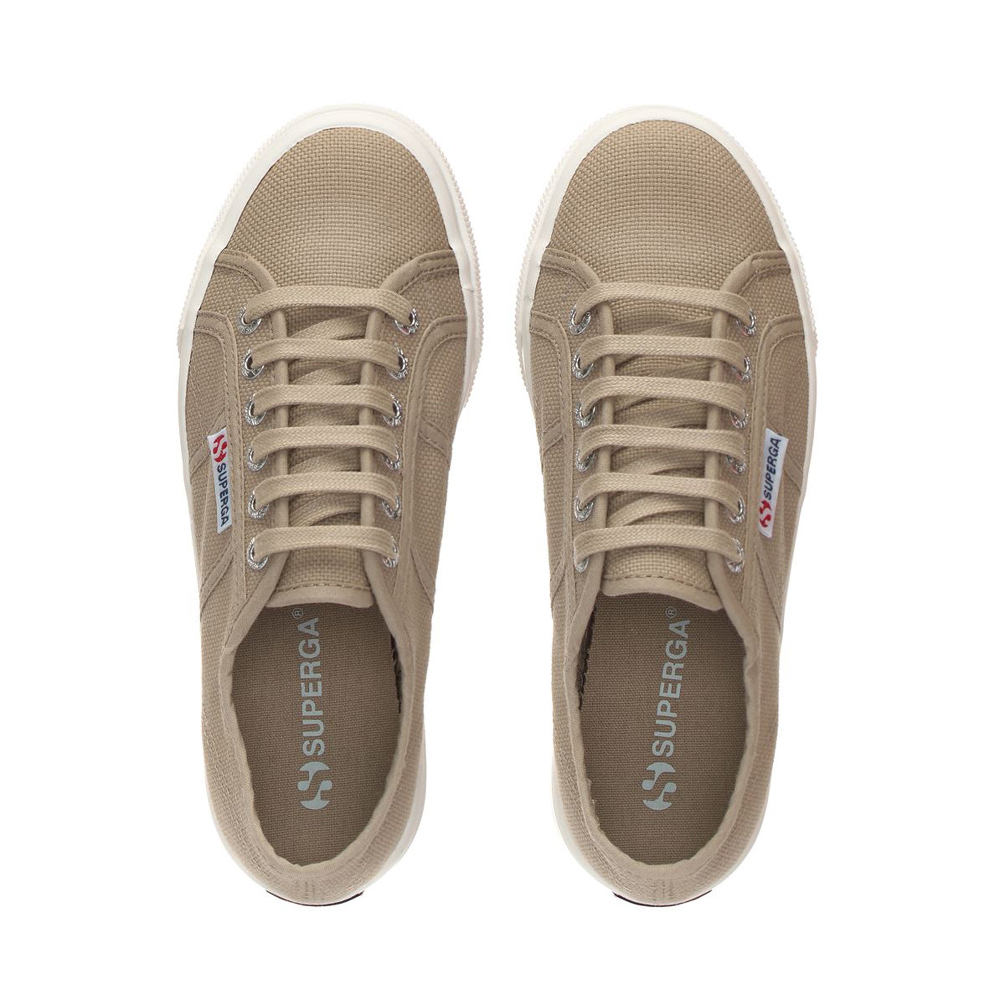 Superga 2790 Platform Sneakers - Grey Fossil Avorio. Top view.