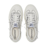 Superga 2941 Revolley Distressed Stone Washed Sneakers - White Avorio Black. Top view.