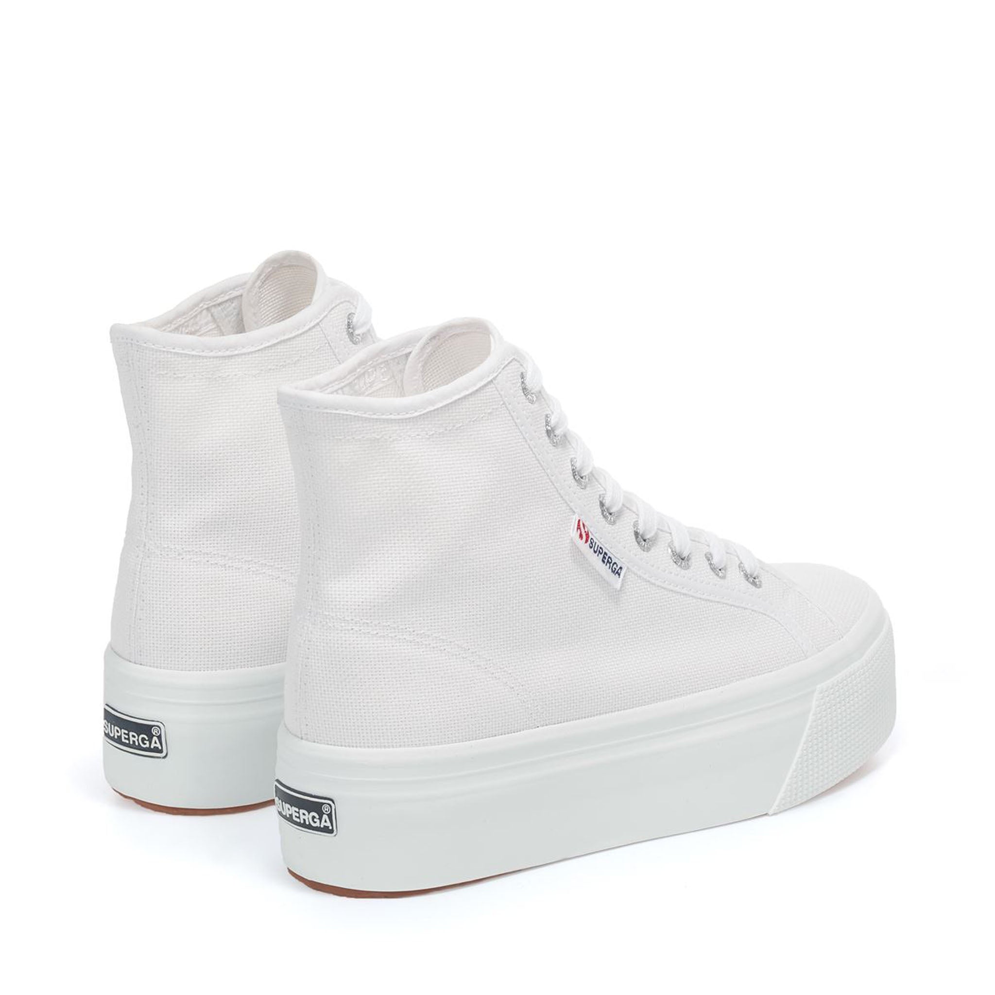 Superga 2708 High Top Sneakers - White. Back view.