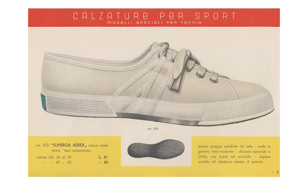 An old advertising image of the Superga shoes.