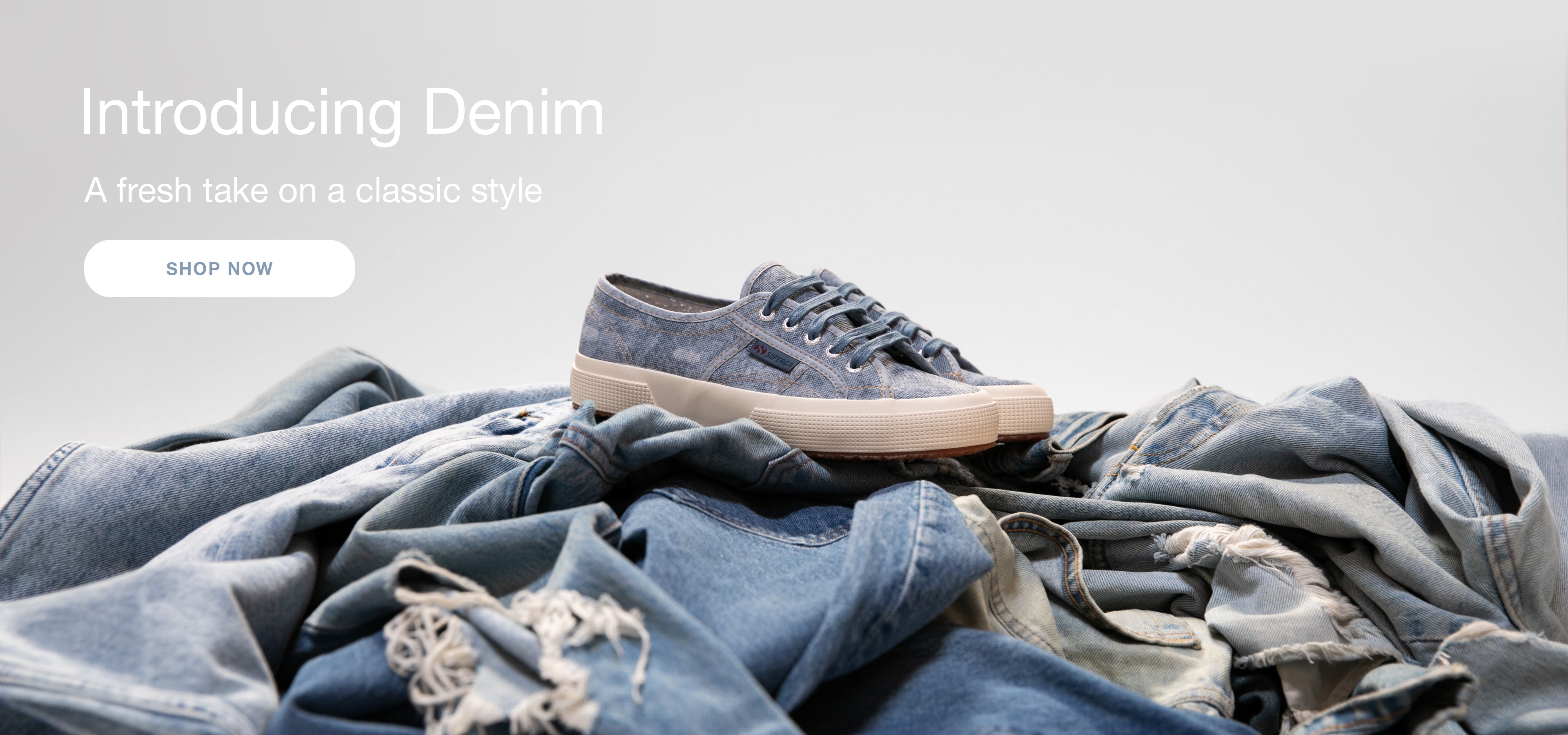 Introducing Denim. A fresh take on a classic style. Click to shop now.
