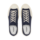 2432 Works Low Cut Cotton Canvas Sneakers - Navy/Off White