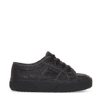 Superga 2750 Kids Lam√© Sneakers - Total Black Hematite. Side view.