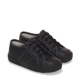 Superga 2750 Kids Lam√© Sneakers - Total Black Hematite. Front view.