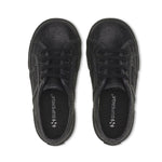 Superga 2750 Kids Lamé Sneakers - Total Black Hematite. Top view.