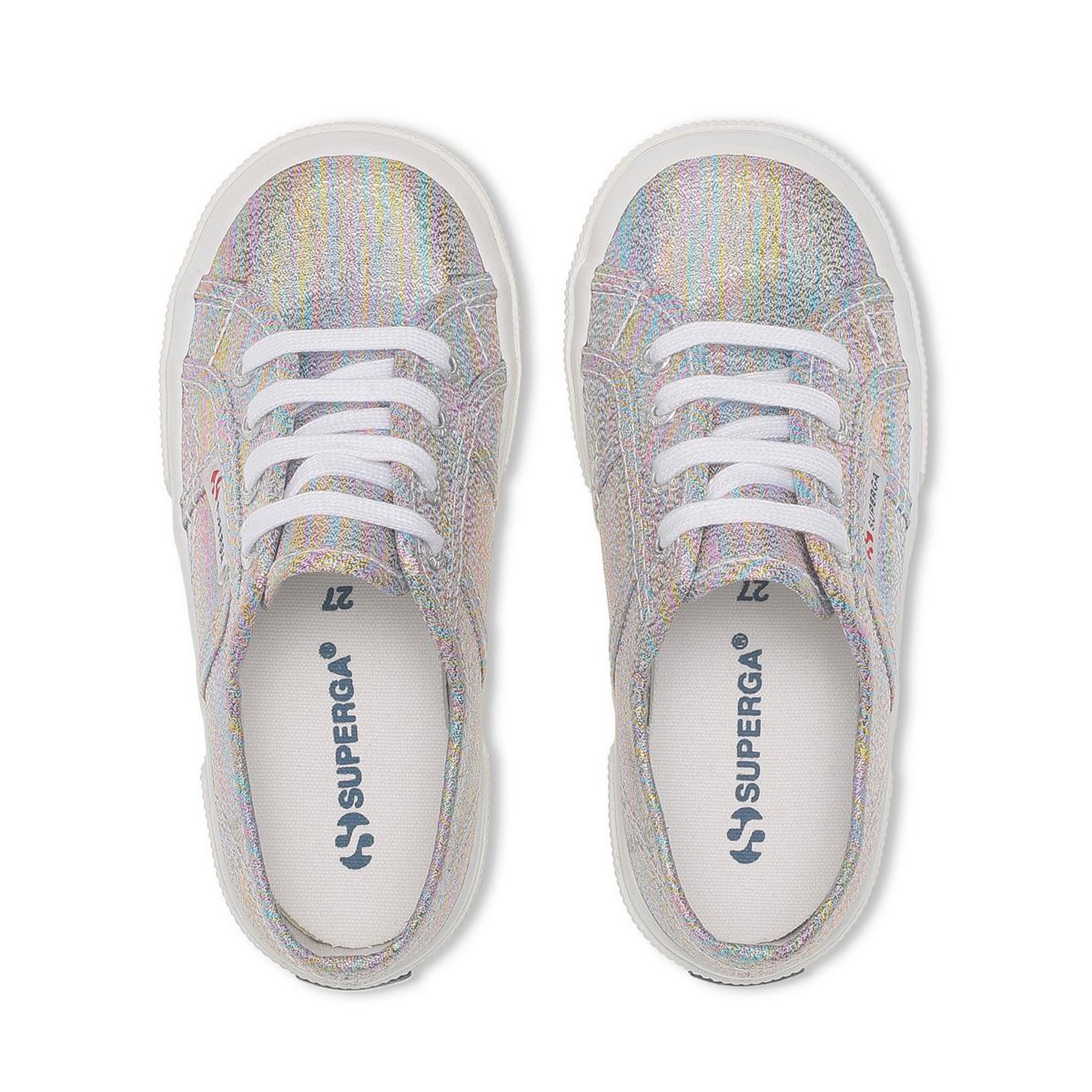 Superga 2750 Kids Multicolor Shot Lame Sneakers - White Multicolors. Top view.