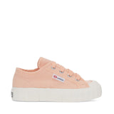 Superga 2630 Kids Stripe Sneakers - Pink Peach Avorio. Side view.