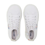 Superga 2709 Kids Funny Label Sneakers - White Multicolor Label Rainbow. Top view.
