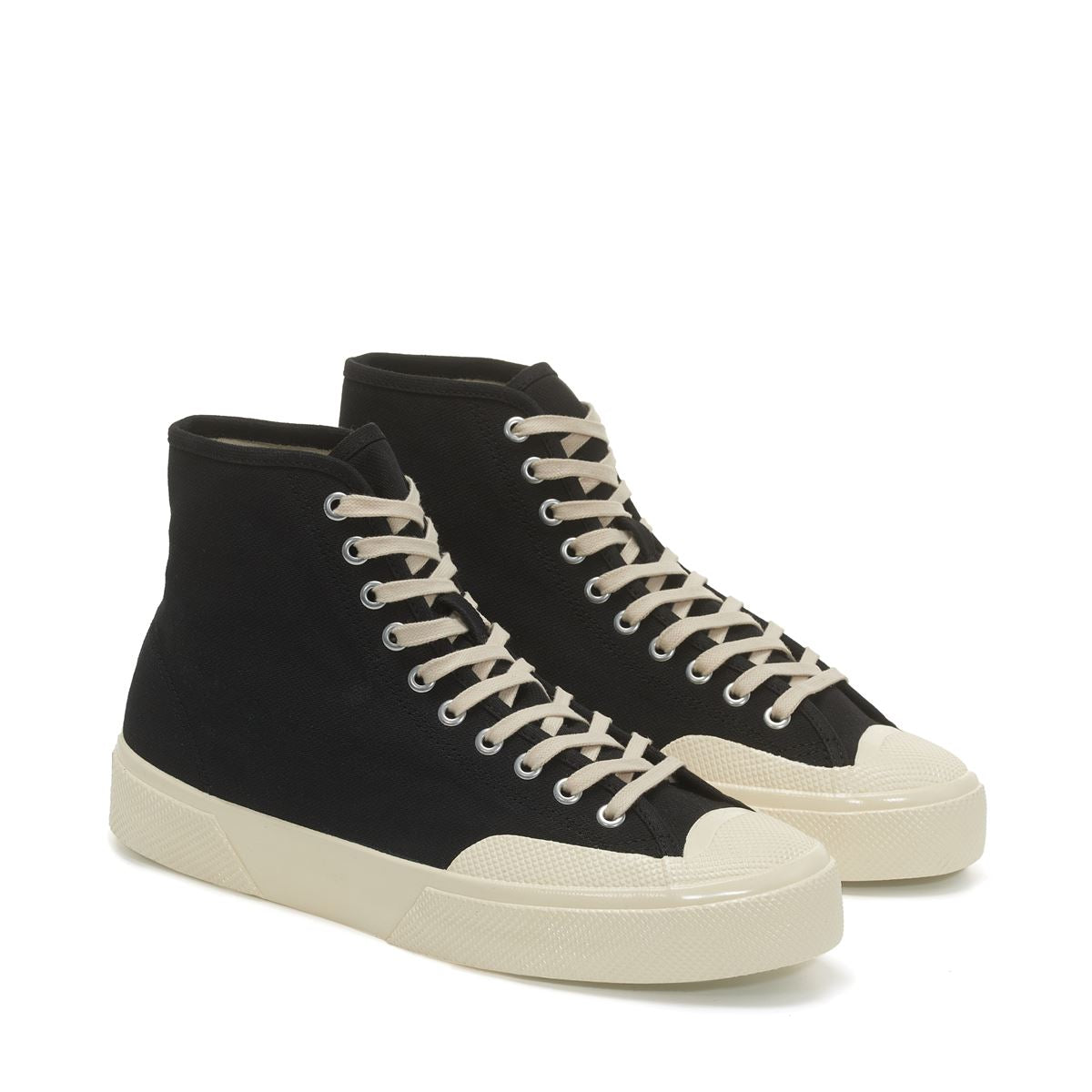 Superga 2433 Workwear Sneakers - Black Off White. Front view.