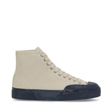 Superga 2433 Twisted Herringbone Sneakers - Off White Blue Petrol. Side view.