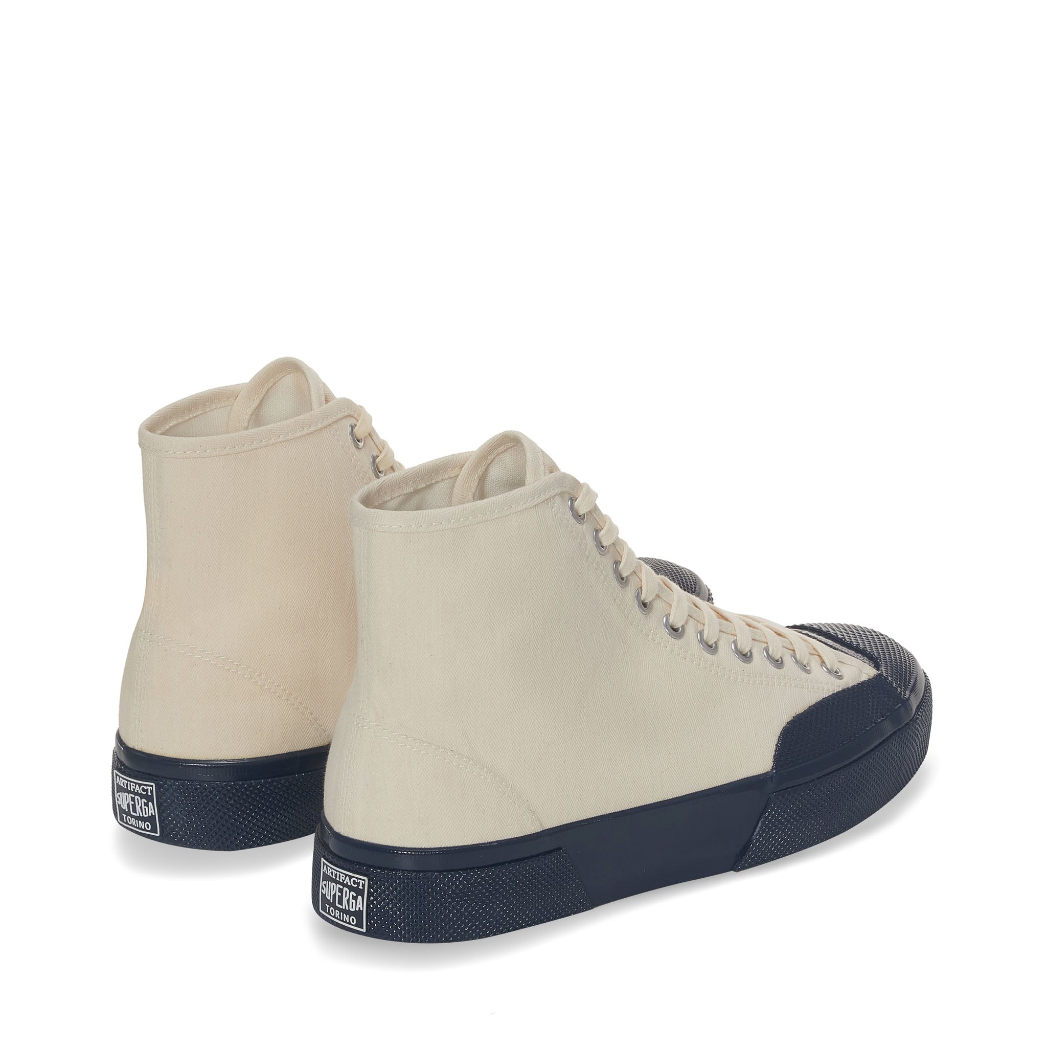 Superga 2433 Twisted Herringbone Sneakers - Off White Blue Petrol. Back view