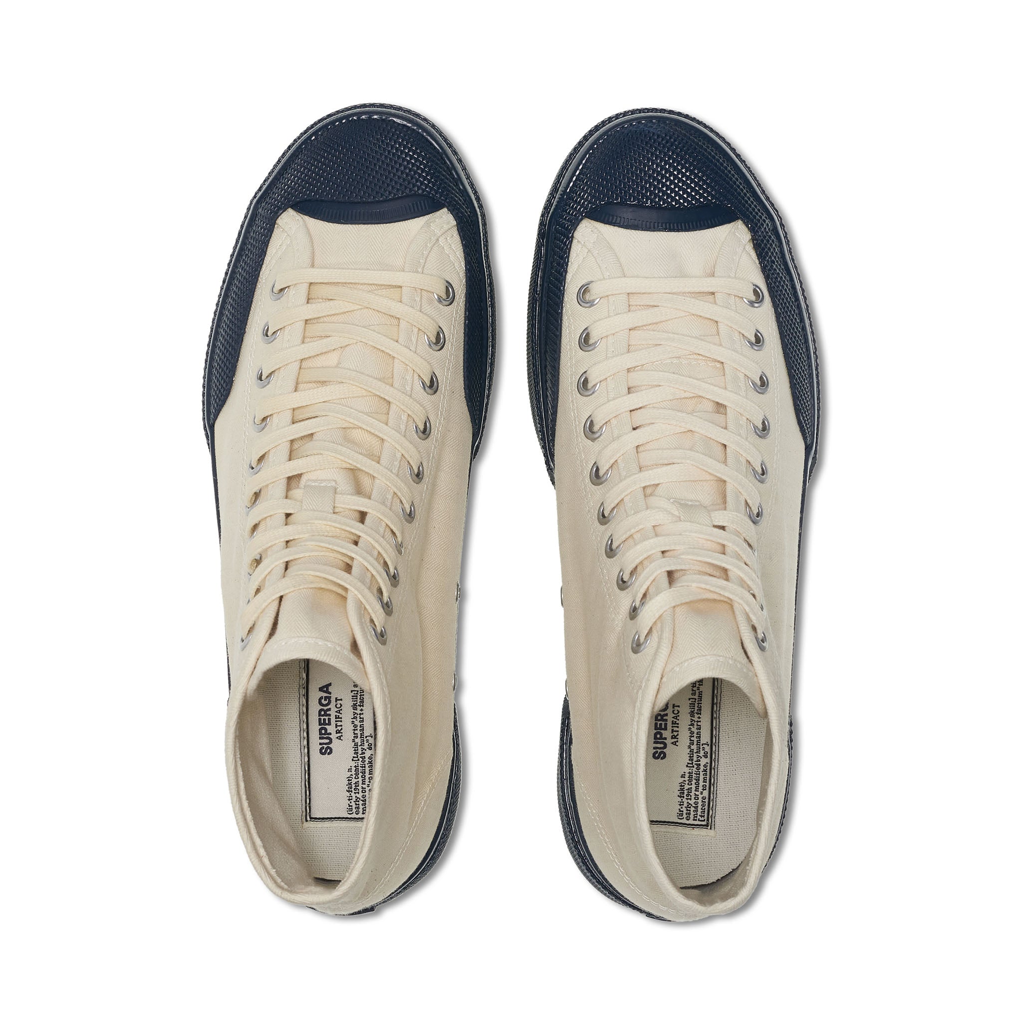 Superga 2433 Twisted Herringbone Sneakers - Off White Blue Petrol. Top view.