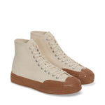 Superga 2433 Twisted Herringbone Sneakers - Off White Amber Brown. Front view.