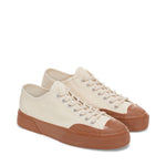 Superga 2432 Twisted Herringbone Sneakers - Off White Amber Brown. Front view.