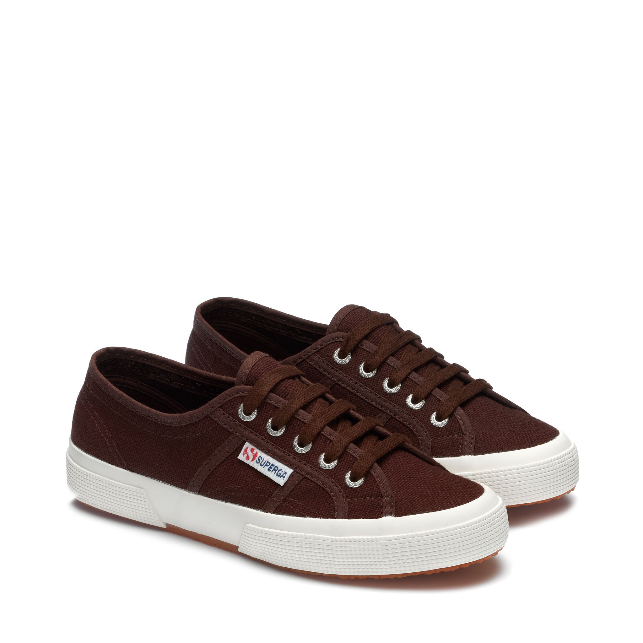 Superga 2750 Cotu Classic Sneakers - Brown Plum Avorio. Front view.