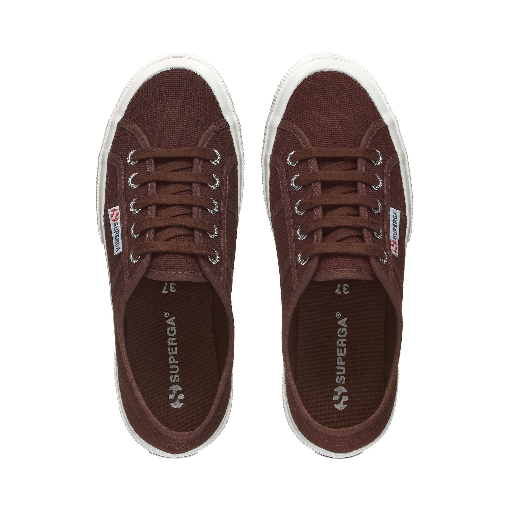 Superga 2750 Cotu Classic Sneakers - Brown Plum Avorio. Top view.