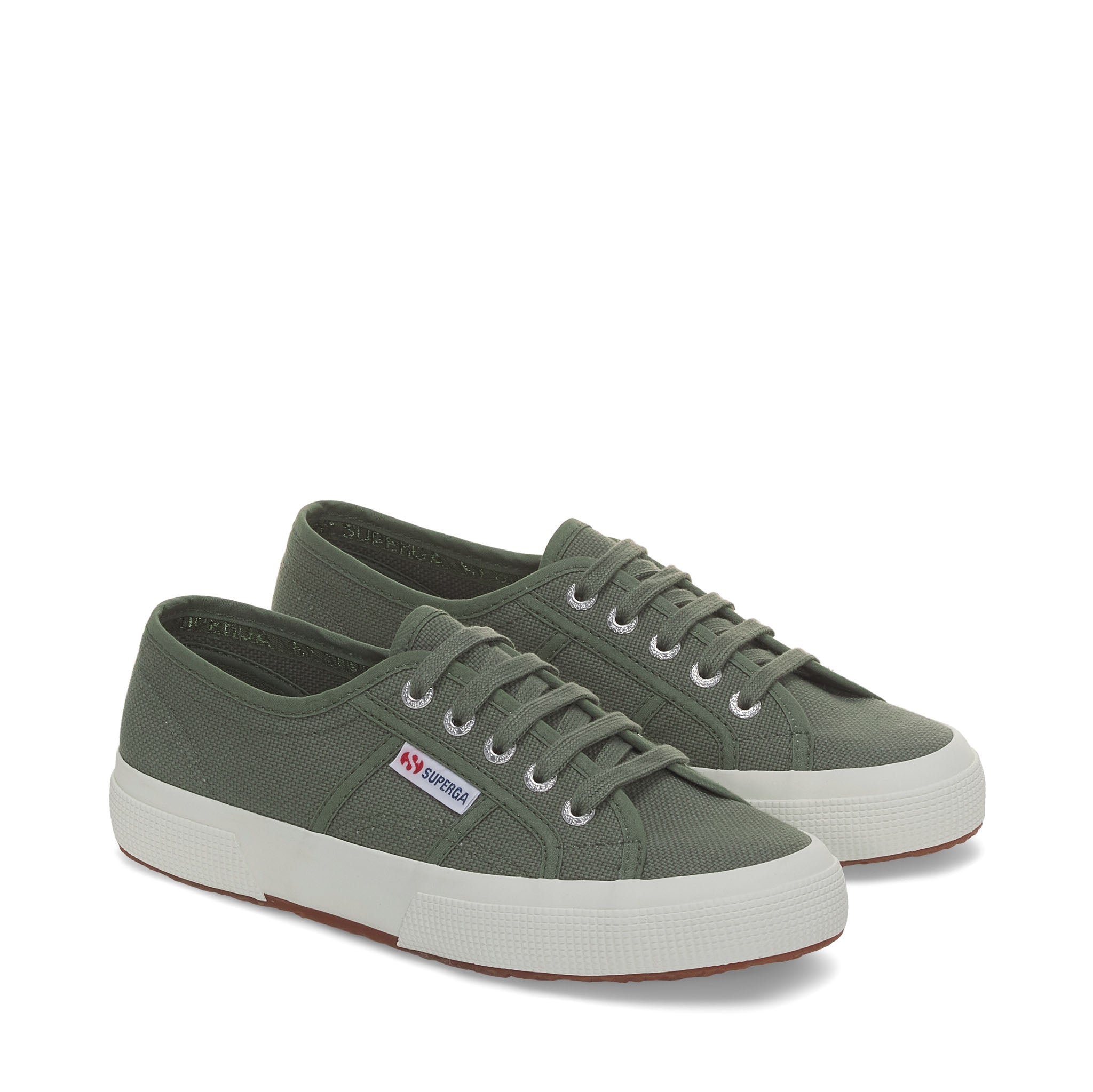 Superga 2750 Cotu Classic Sneakers - Grey Greenish Avorio. Front view.