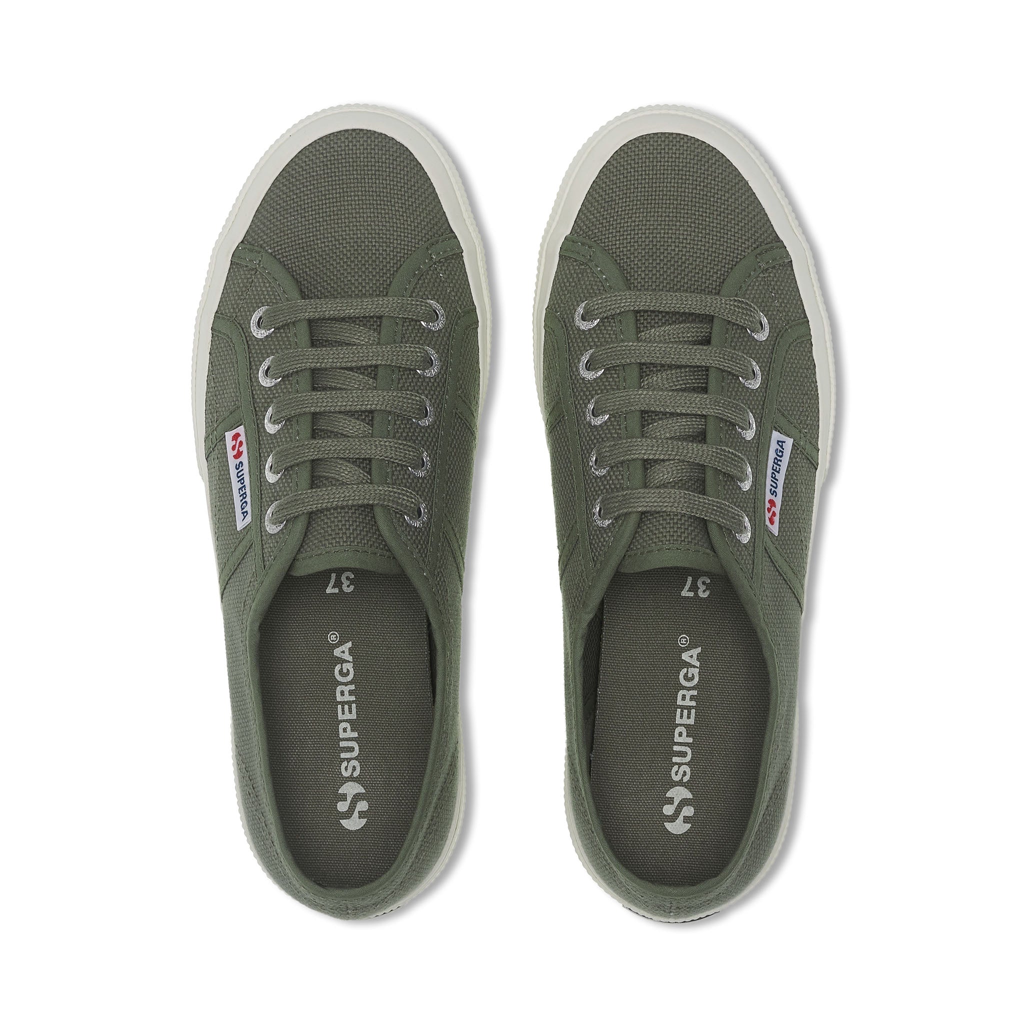 Superga 2750 Cotu Classic Sneakers - Grey Greenish Avorio. Top view.