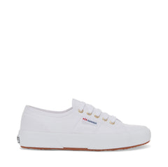 Superga 2750 Cotu Classic Sneakers - White Pale Gold. Side view.