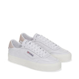 Superga 3843 Court Sneakers - White Violet Hushed Avorio. Front view.