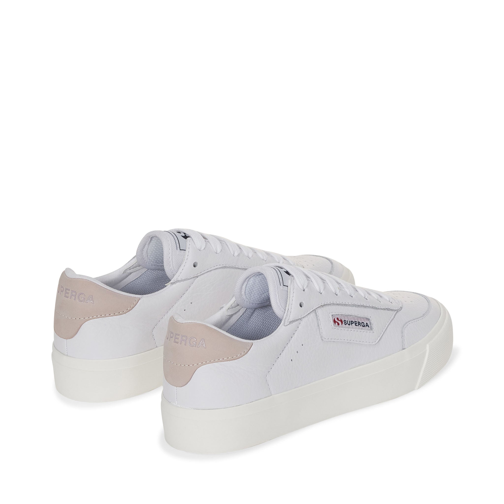 Superga 3843 Court Sneakers - White Violet Hushed Avorio. Back view.