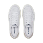 Superga 3843 Court Sneakers - White Violet Hushed Avorio. Top view.
