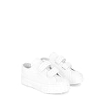 Superga 2630 Kids Stripe Straps Sneakers - Total White. Front view.
