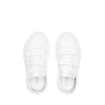 Superga 2630 Kids Stripe Straps Sneakers - Total White. Top view.