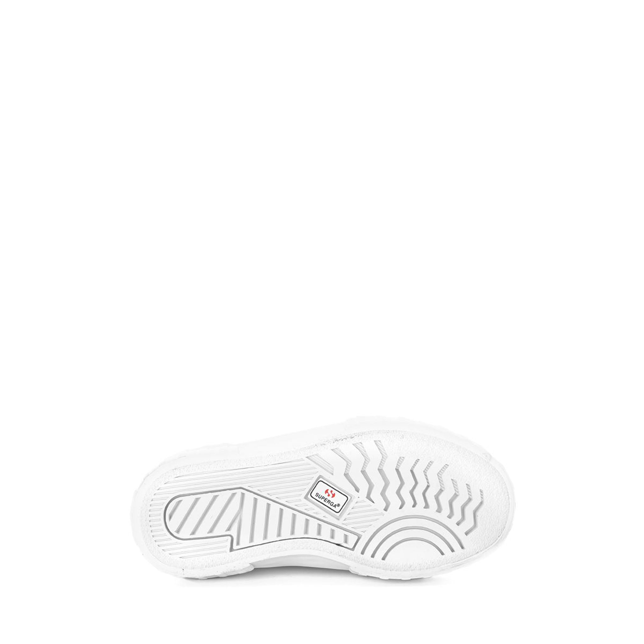 Superga 2630 Kids Stripe Straps Sneakers - Total White. Bottom view.