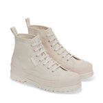 Superga 2469 Alpina Wave Tape Canvas Wr Boots - Total Beige. Front view.