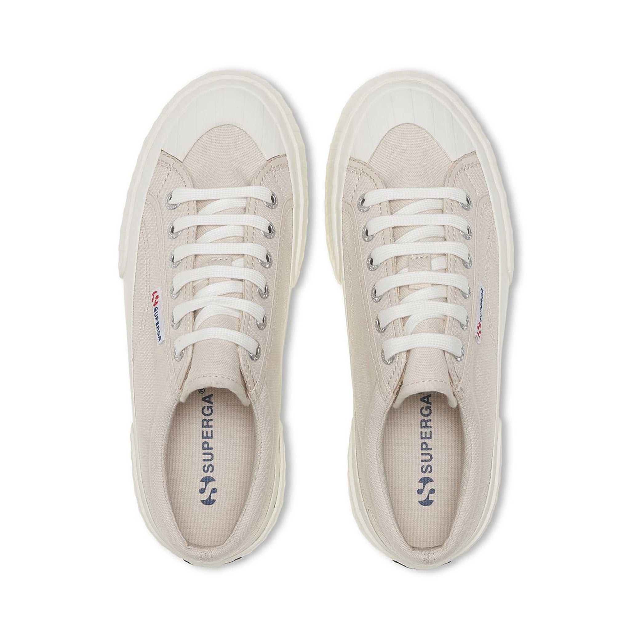 Superga 2631 Stripe Platform Sneakers - Beige Lt Avorio. Top view.