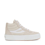 Superga 3141 Revolley Mid Platform Sneakers - Beige Lt Off White. Side view.