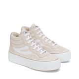 Superga 3141 Revolley Mid Platform Sneakers - Beige Lt Off White. Front view.