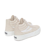 Superga 3141 Revolley Mid Platform Sneakers - Beige Lt Off White. Back view.