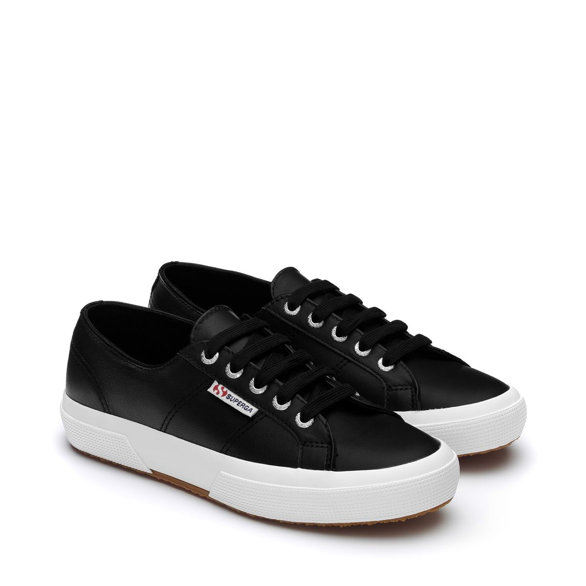 Superga 2750 Nappa Sneakers Sneakers - Black White. Front view.