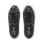 Superga 2750 Floral Print Sneakers - Dark Grey Floral Print. Top view.