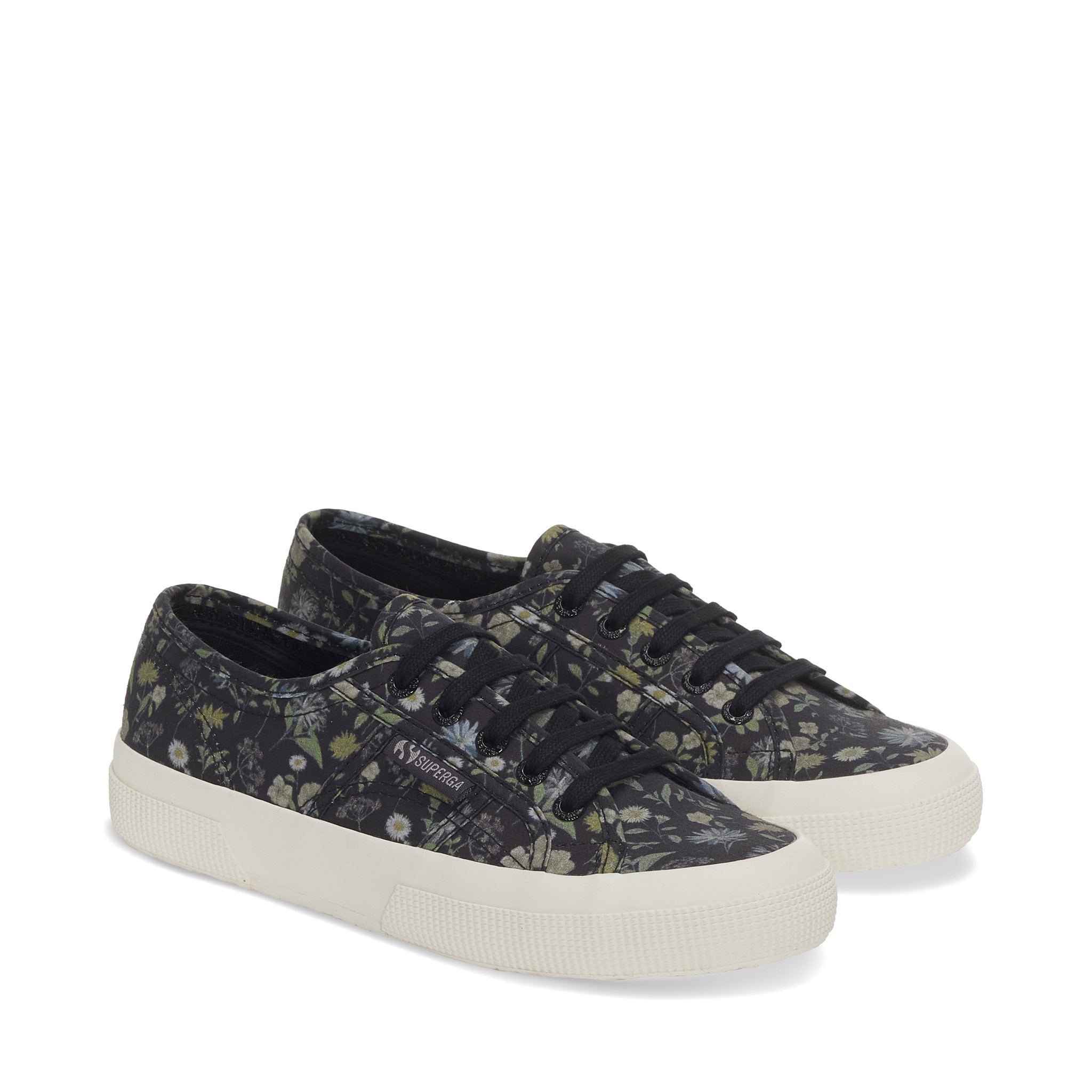 Superga 2750 Floral Print Sneakers - Dark Grey Floral Print. Back view.