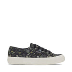 Superga 2750 Floral Print Sneakers - Dark Grey Floral Print. Side view.