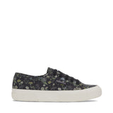 Superga 2750 Floral Print Sneakers - Dark Grey Floral Print. Side view.