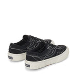 Superga 2941 Revolley Distressed Stone Washed Sneakers - Black White Avorio. Back view.
