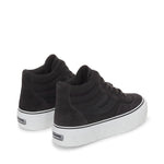 Superga 3141 Revolley Mid Platform Sneakers - Black Bristol Black Off White. Back view.