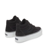 Superga 3141 Revolley Mid Platform Sneakers - Black Bristol Black Off White. Back view.