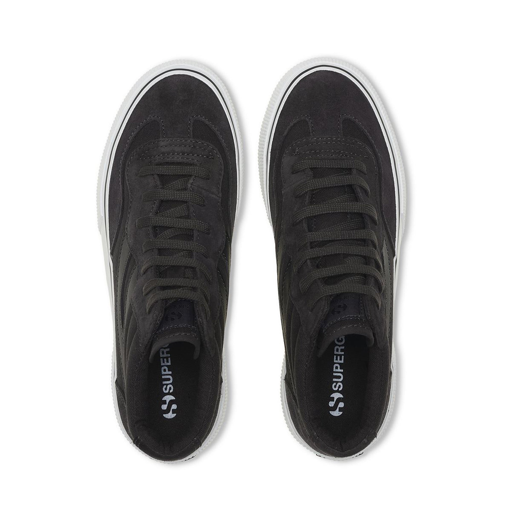 Superga 3141 Revolley Mid Platform Sneakers - Black Bristol Black Off White. Top view.
