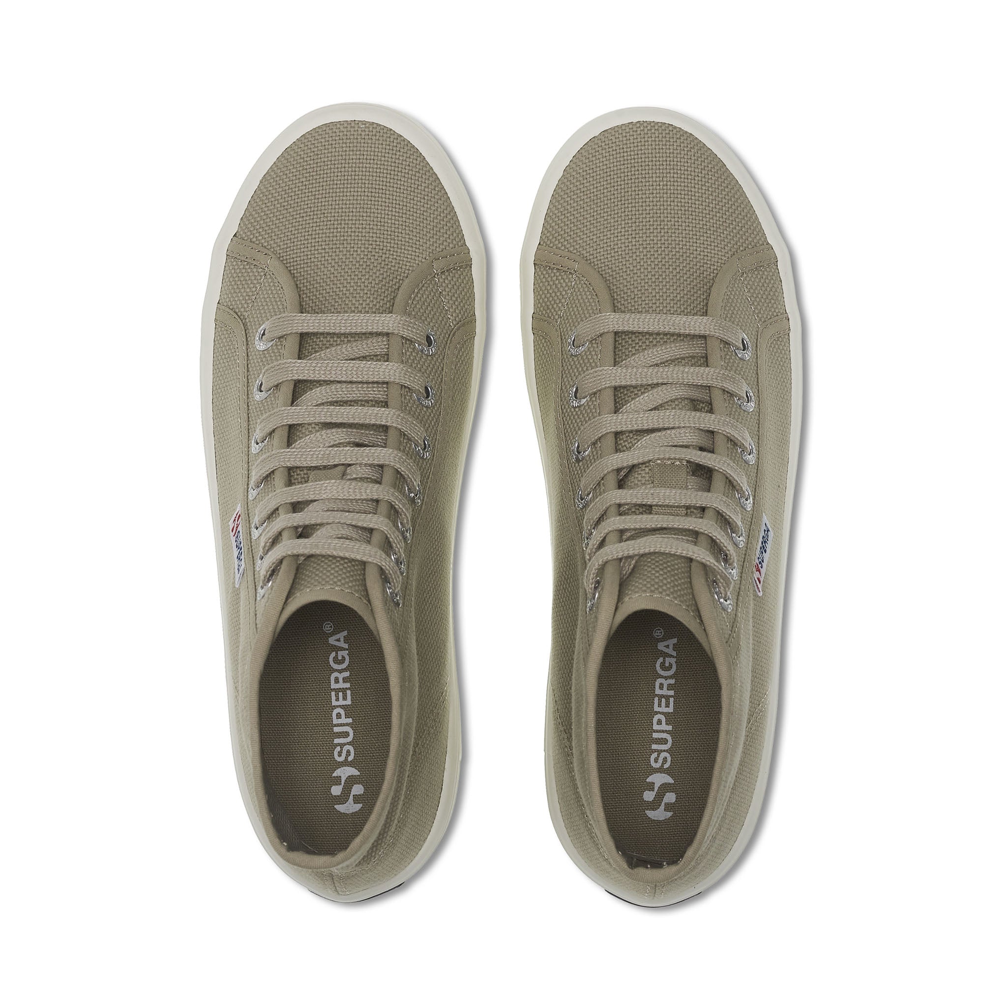 Superga 2341 Alpina Sneakers - Grey Fossil Avorio. Top view.