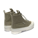2644 Alpina Quilted Nylon Boots - Grey Fossil Avorio. Back view.